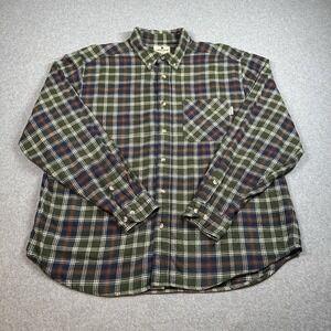 Woolrich Flannel Shirt Mens XL Green Plaid 100% Cotton Button Down Pocket